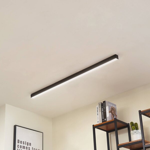 Lampa sufitowa LED Teniona Lucande, możliwość ściemniania, czarny, salon / jadalnia, aluminium, nowoczesny