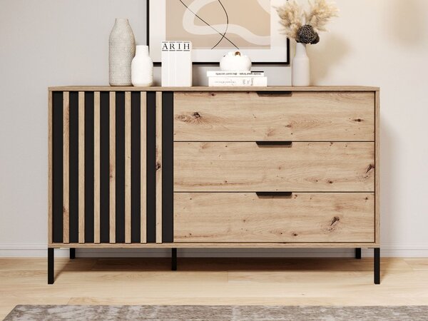 Zestaw mebli do sypialni Turia Dąb Artisan, Antracyt