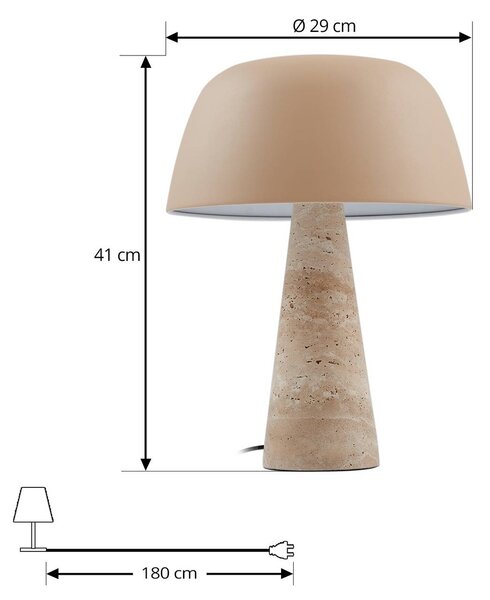 Lampa stołowa Magritt Lindby, kremowy / amber, salon / jadalnia, kamień, nowoczesny