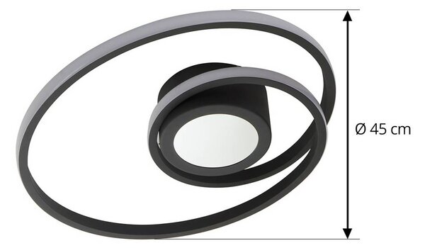 Lampa sufitowa LED Thalina Lindby, możliwość ściemniania, czarny, salon / jadalnia, metal, nowoczesny