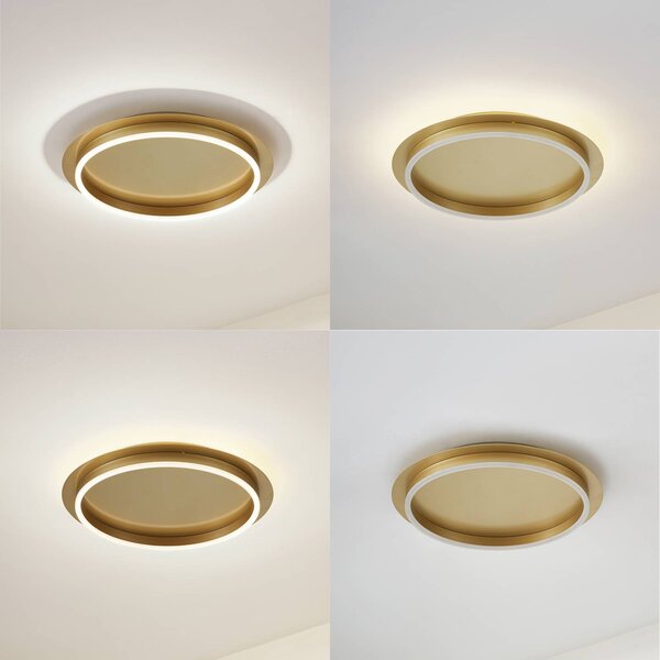 Lampa sufitowa LED Kunis Lindby, mosiężny / złoty, salon / jadalnia, tworzywo sztuczne, nowoczesny