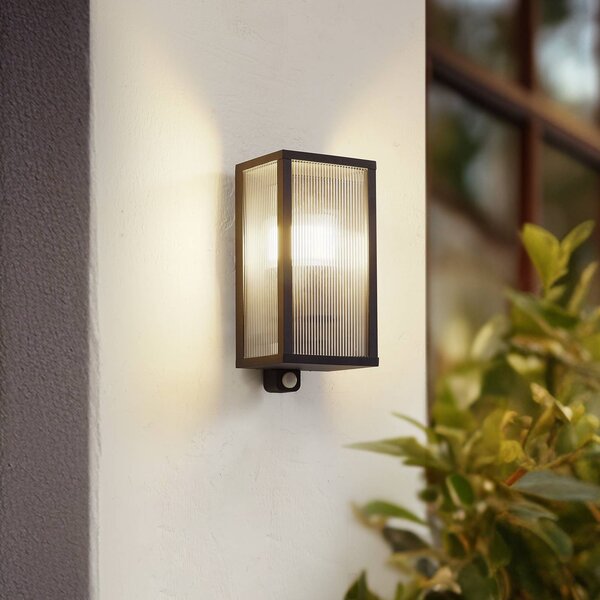 Lampa zewnętrzna z czujnikiem ruchu Peldar Lindby, możliwość ściemniania, czarny, aluminium, nowoczesny