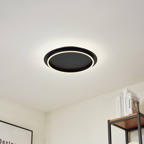 Lampa sufitowa LED Kunis Lindby, czarny, salon / jadalnia, tworzywo sztuczne, nowoczesny