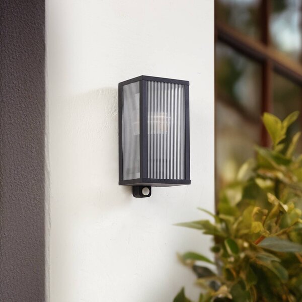 Lampa zewnętrzna z czujnikiem ruchu Peldar Lindby, możliwość ściemniania, czarny, aluminium, nowoczesny