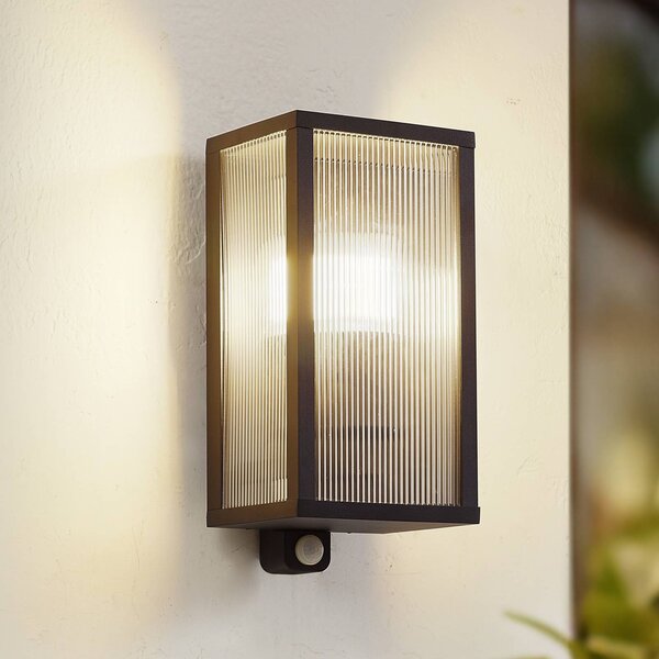 Lampa zewnętrzna z czujnikiem ruchu Peldar Lindby, możliwość ściemniania, czarny, aluminium, nowoczesny