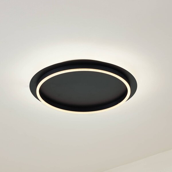 Lampa sufitowa LED Kunis Lindby, czarny, salon / jadalnia, tworzywo sztuczne, nowoczesny