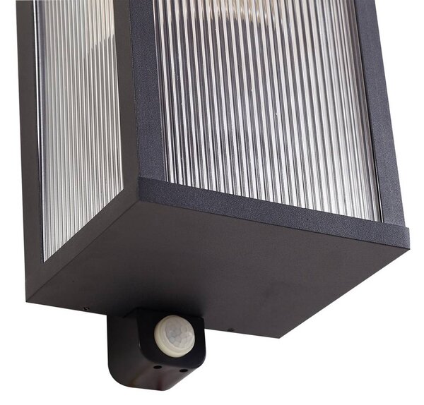 Lampa zewnętrzna z czujnikiem ruchu Peldar Lindby, możliwość ściemniania, czarny, aluminium, nowoczesny
