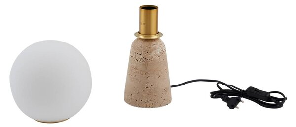Lampa stołowa Kirstan Lindby, biały / opal, salon / jadalnia, kamień, nowoczesny