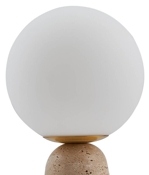 Lampa stołowa Kirstan Lindby, biały / opal, salon / jadalnia, kamień, nowoczesny