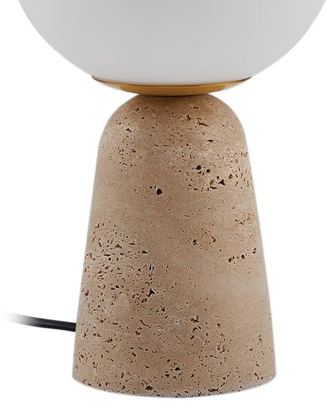 Lampa stołowa Kirstan Lindby, biały / opal, salon / jadalnia, kamień, nowoczesny