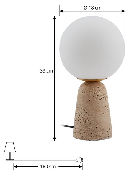 Lampa stołowa Kirstan Lindby, biały / opal, salon / jadalnia, kamień, nowoczesny