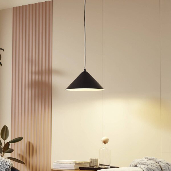 Lampa wisząca Clarine Lindby, możliwość ściemniania, czarny, salon / jadalnia, metal, nowoczesny