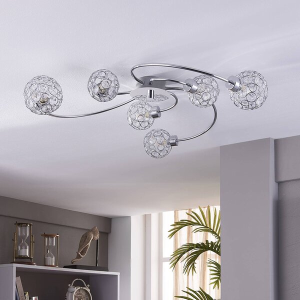 Lampa sufitowa Tyron Lindby, możliwość ściemniania, chromowy / srebrny, salon / jadalnia, metal, nowoczesny