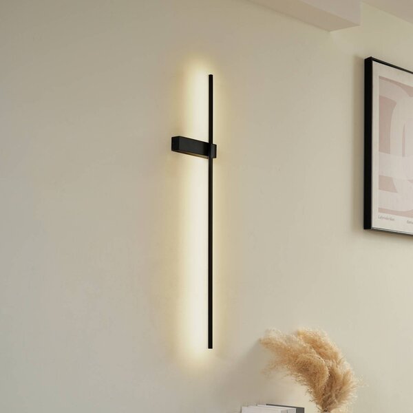Kinkiet LED Natsumi Lindby, czarny, salon / jadalnia, aluminium, nowoczesny