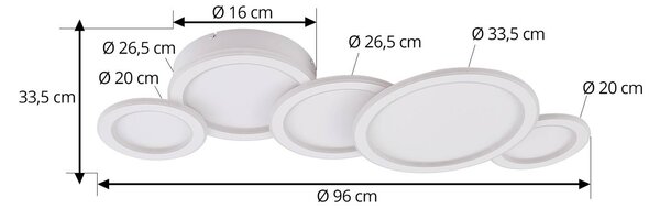 Lampa sufitowa LED Diala Lucande, możliwość ściemniania, biały / opal, salon / jadalnia, tworzywo sztuczne, nowoczesny