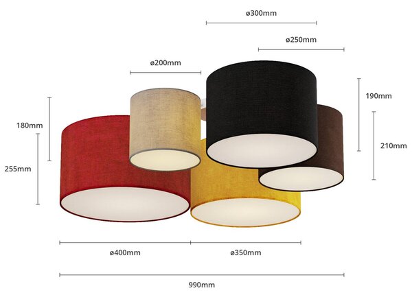 Lampa sufitowa Laurenz Lindby, możliwość ściemniania, multikolor, salon / jadalnia, tkanina / materiał / jedwab, nowoczesny