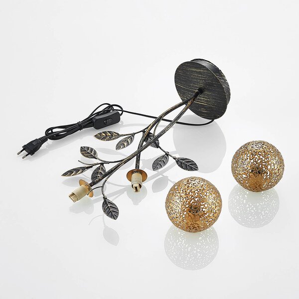 Lampa stołowa Evory Lucande, czarny, salon / jadalnia, metal, florentyński
