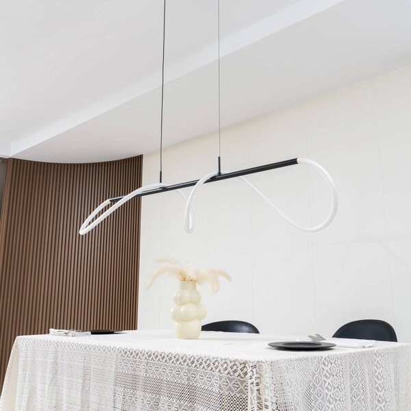 Lampa wisząca Kisune Lucande, czarny, salon / jadalnia, tworzywo sztuczne, nowoczesny