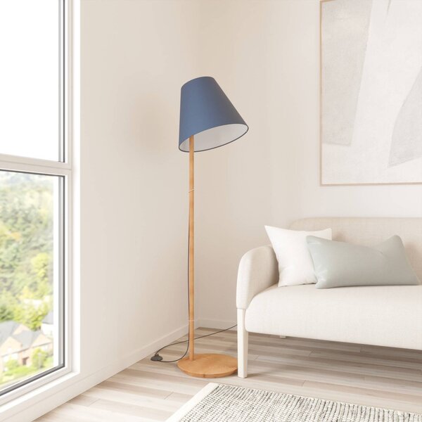 Lampa stojąca Jinda Lucande, niebieski, salon / jadalnia, tkanina / materiał / jedwab, skandynawski
