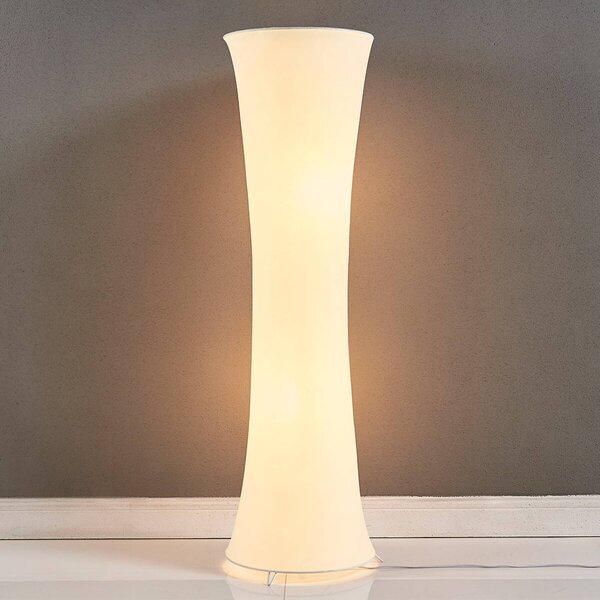 Lampa stojąca Liana Lindby, biały / opal, salon / jadalnia, tkanina / materiał / jedwab, nowoczesny