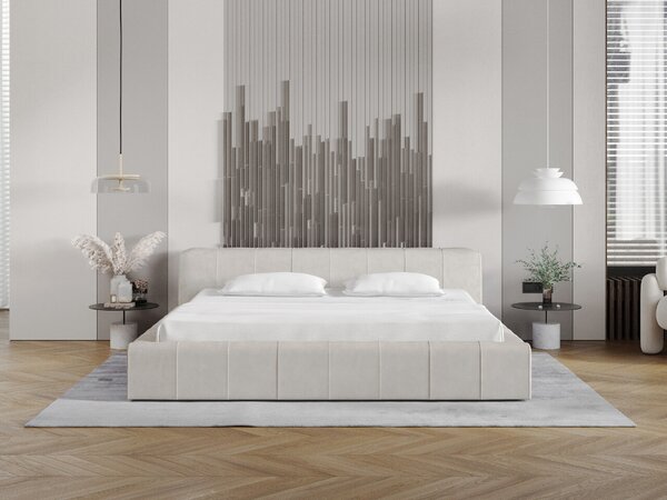 Łóżko tapicerowane z pojemnikiem i stelażem 120x200 Lipari beż