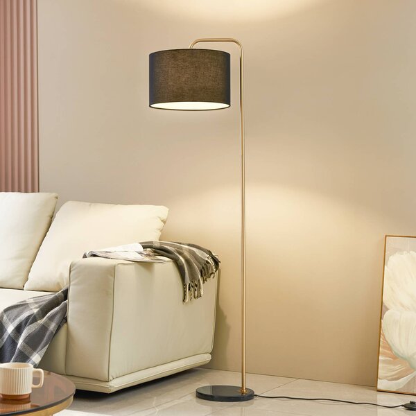 Lampa stojąca Hillary Lindby, czarny, salon / jadalnia, tkanina / materiał / jedwab, nowoczesny