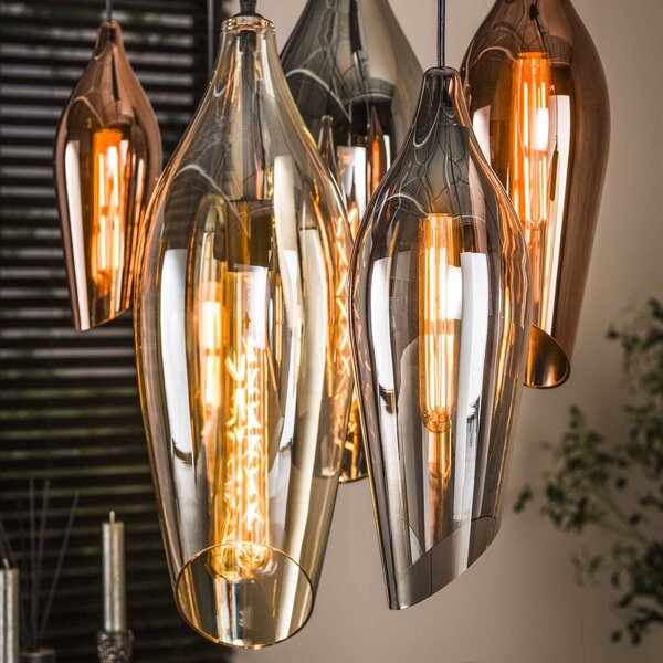 ZIJLSTRA Lampa wisząca szklana Mixture 4+3, możliwość ściemniania, multikolor, salon / jadalnia, szkło