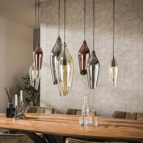 ZIJLSTRA Lampa wisząca szklana Mixture 4+3, możliwość ściemniania, multikolor, salon / jadalnia, szkło