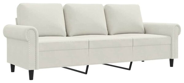 Sofa 3-osobowa, kremowy, 180 cm, tapicerowana aksamitem