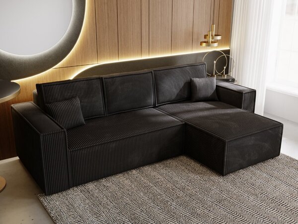 Narożnik L uniwersalny z funkcją spania i pojemnikiem Prato XL Czarny