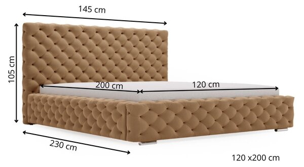Łóżko tapicerowane z pojemnikiem i stelażem 120x200 Astra Brązowy