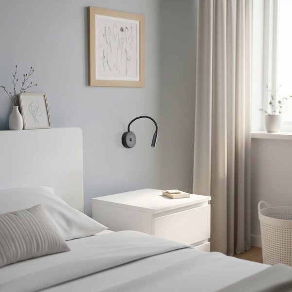 Kinkiet Lagos USB TK Lighting, czarny, sypialnia, metal, nowoczesny