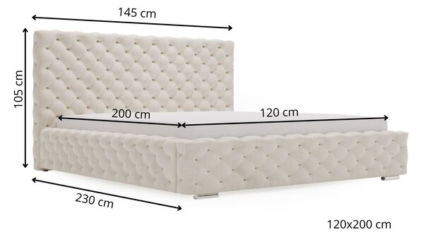 Łóżko tapicerowane z pojemnikiem i stelażem 120x200 Astra Beżowy