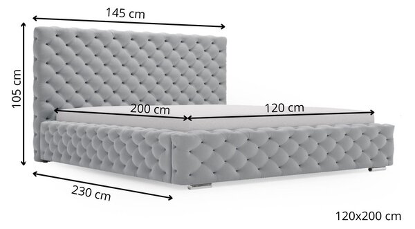Łóżko tapicerowane z pojemnikiem i stelażem 120x200 Astra Szary