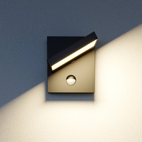 Lampa zewnętrzna z czujnikiem ruchu Silvan Lucande, czarny, aluminium, nowoczesny