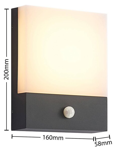 Lampa zewnętrzna z czujnikiem ruchu Vanira Lindby, czarny, aluminium, nowoczesny