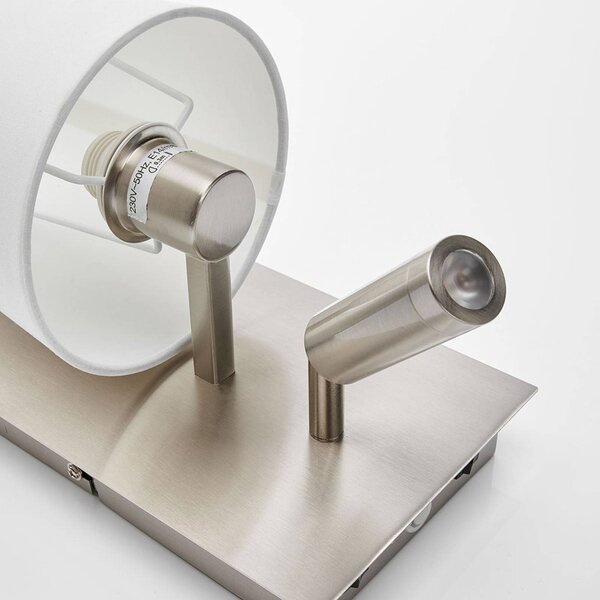 Kinkiet Aiden Lindby, aluminiowy / szary / cynkowy, salon / jadalnia, tkanina / materiał / jedwab, nowoczesny