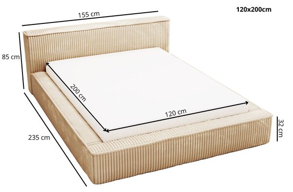 Łóżko tapicerowane z pojemnikiem i stelażem 120x200 Lago Zielone