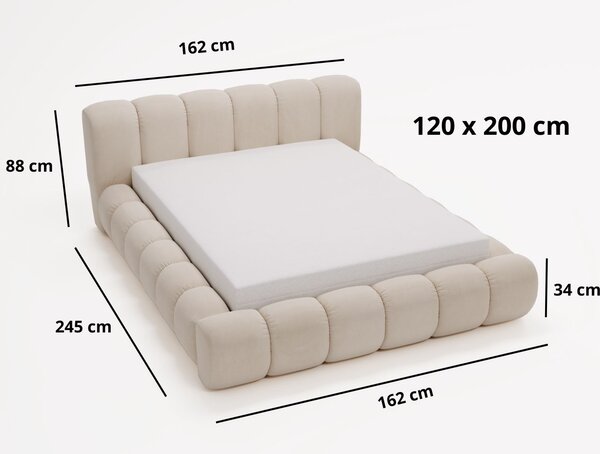 Łóżko tapicerowane z pojemnikiem na pościel 120x200 Doria Czarne
