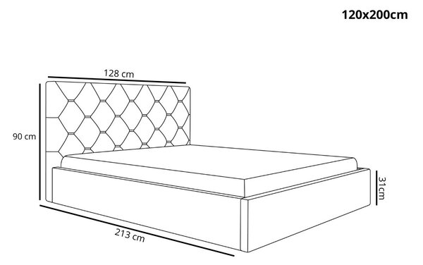 Łóżko tapicerowane z pojemnikiem i stelażem 120x200 Salento beżowe