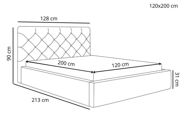 Łóżko tapicerowane z pojemnikiem i stelażem 120x200 Selva Beżowy