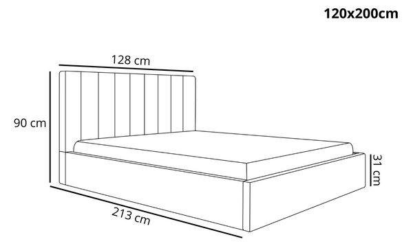 Łóżko tapicerowane z pojemnikiem i stelażem 120x200 Sesto czarne