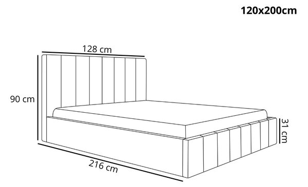 Łóżko tapicerowane z pojemnikiem i stelażem Siena 120x200 beżowy
