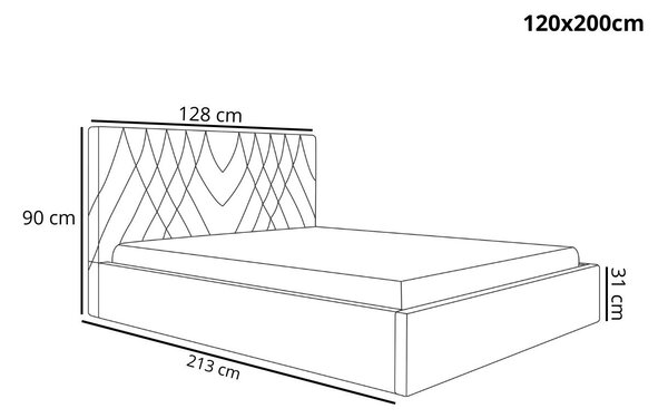 Łóżko tapicerowane z pojemnikiem i stelażem 120x200 Andri turkus