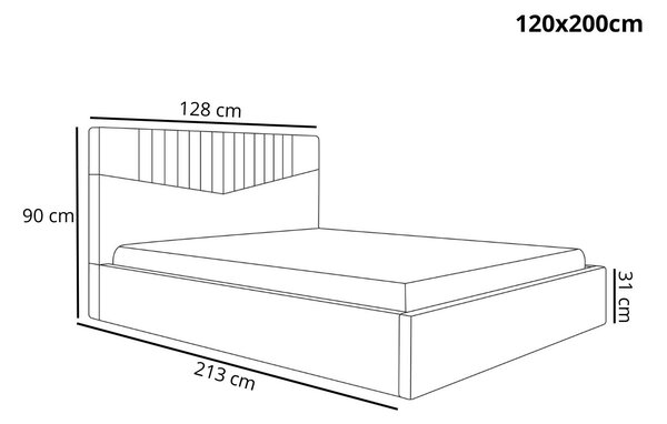 Łóżko tapicerowane z pojemnikiem i stelażem 120x200 Lido jasny niebieski
