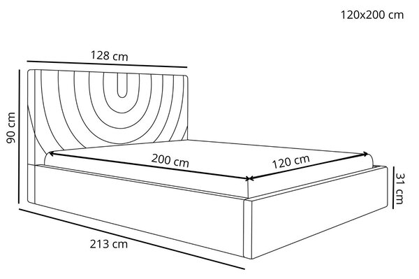 Łóżko tapicerowane z pojemnikiem i stelażem 120x200 Corti Czarny