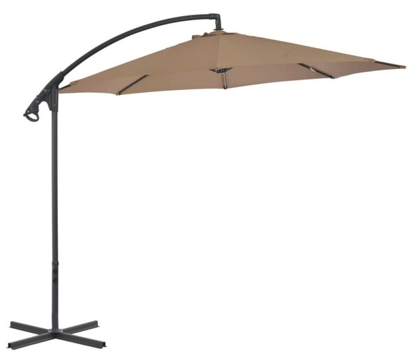 Parasol wiszący ze stalowym słupkiem, 300 cm, taupe