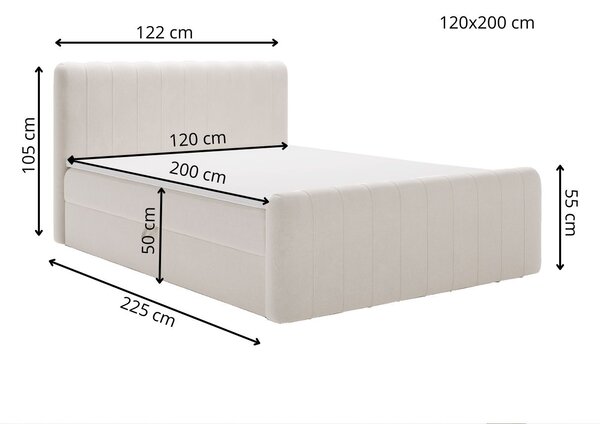 Łóżko kontynentalne z pojemnikiem na pościel 120x200 Osteno Ciemnoszare