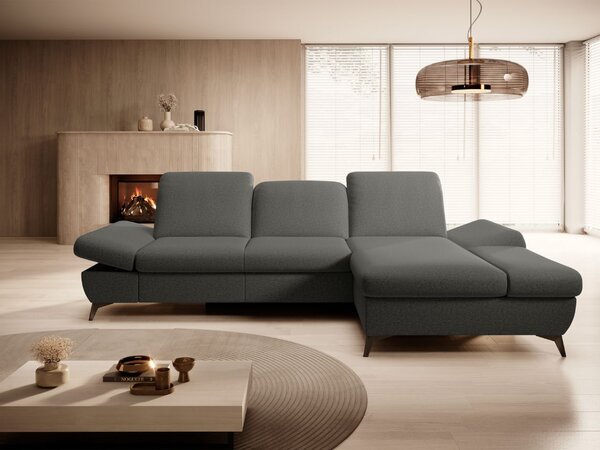 Narożnik L Prawy z funkcją spania i pojemnikiem Hannover Ciemnoszary