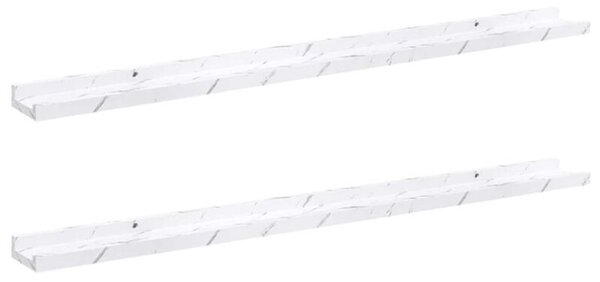 Drewniana półka Ścienna modularna biała marmur 100 cm z 2 półkami